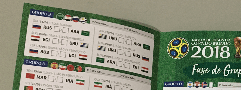 Painel Tabela Copa do Mundo 2018 1x0,65m