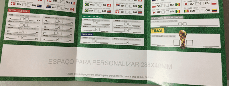 Tabelas Tabelinhas da Copa do Mundo 2018 Personalizadas