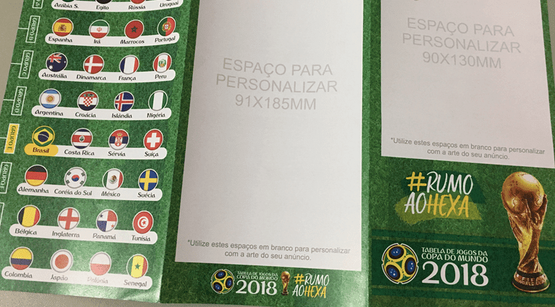 tabela da copa 2018  Elo7 Produtos Especiais